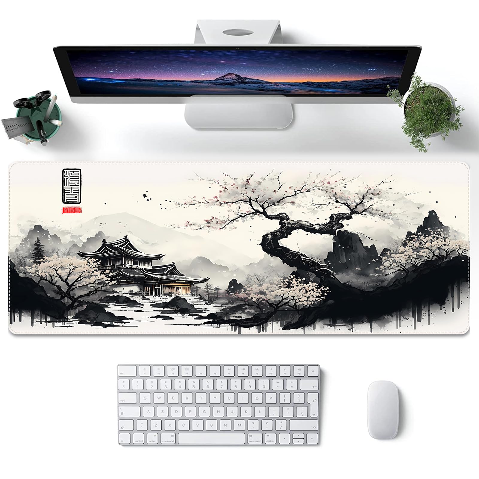 Amazon.com: ProbTis Japanese White Mouse Pad, Large Cherry Blossom